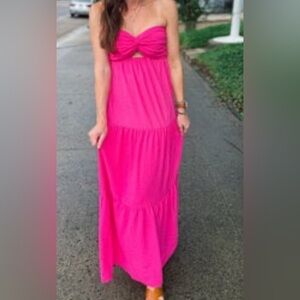 HYFVE Fuchsia Strapless Maxi Dress large nwt   C10